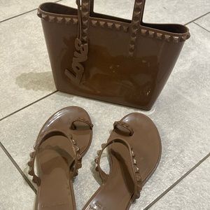 Carmen Sol sandles and small bag. Excellent condition. Six 8